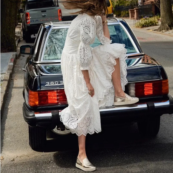 Birdies The Swift Leather Slip On Sneakers  Gold metallic, Preppy Flats Size 8.5 - Picture 2 of 9